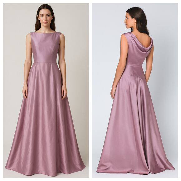 Carolina Herrera Drape Back Silk Gown in Purple - Picture 1 of 16